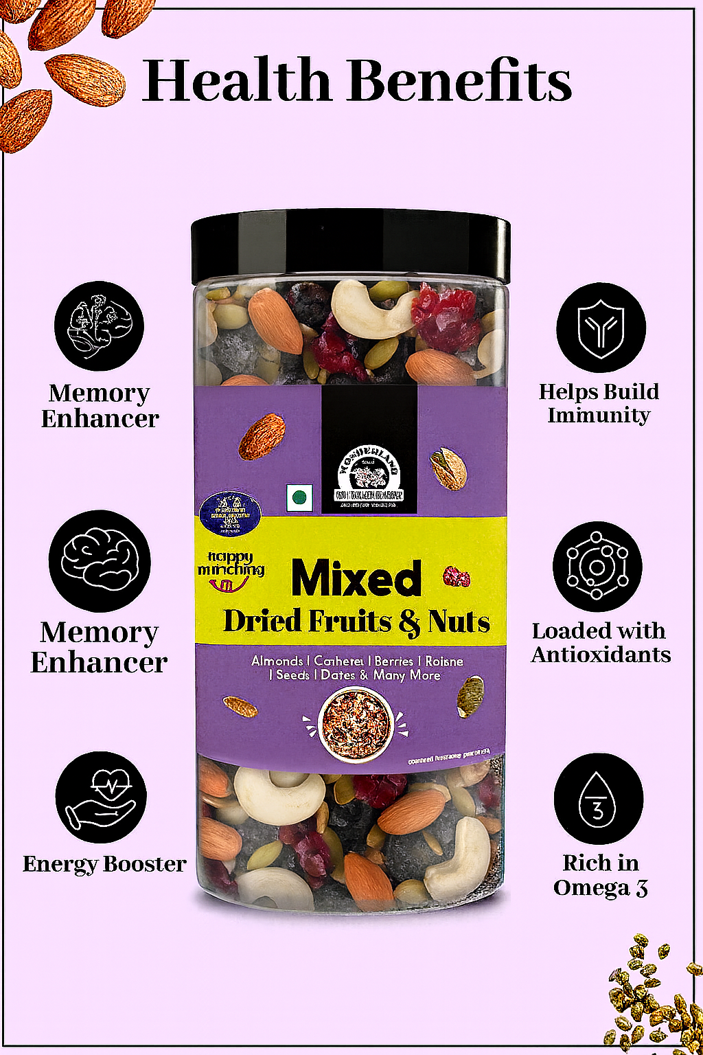 Premium Mixed Dry Fruits & Nuts | Immunity Booster | COD AVAILABLE | Free Delivery | 500 G without Box